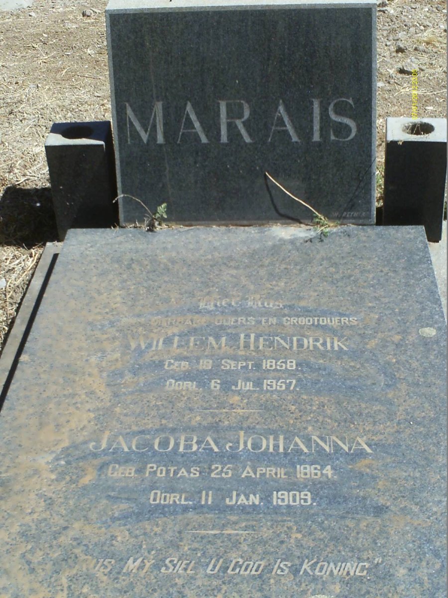 MARAIS Willem Hendrik 1858-1957 &amp; Jacoba Johanna POTAS 1864-1909