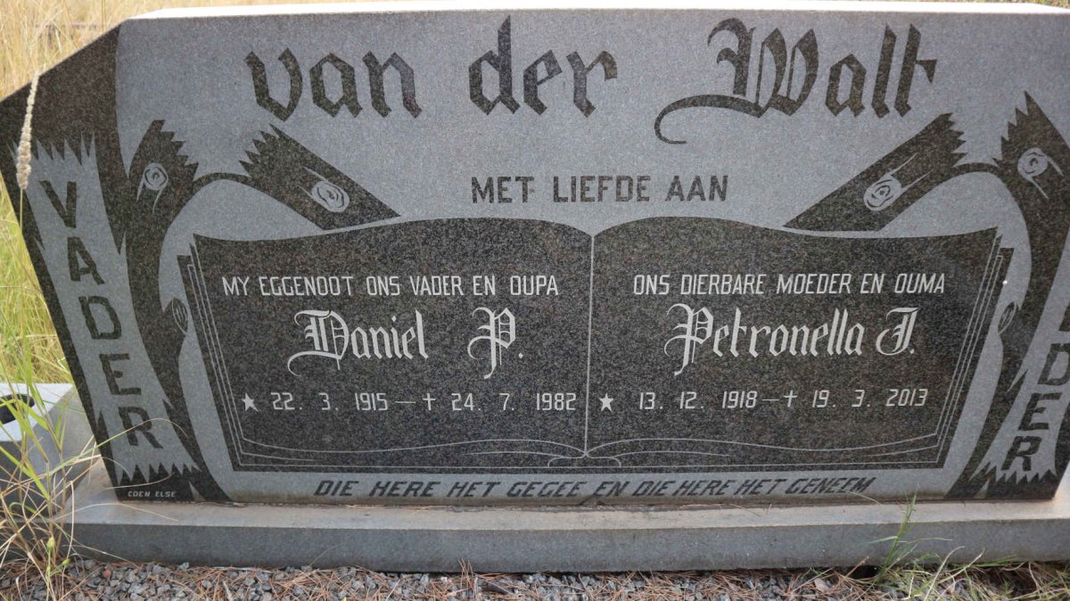 WALT Daniel P., van der 1915-1982 &amp; Petronella J. 1918-2013