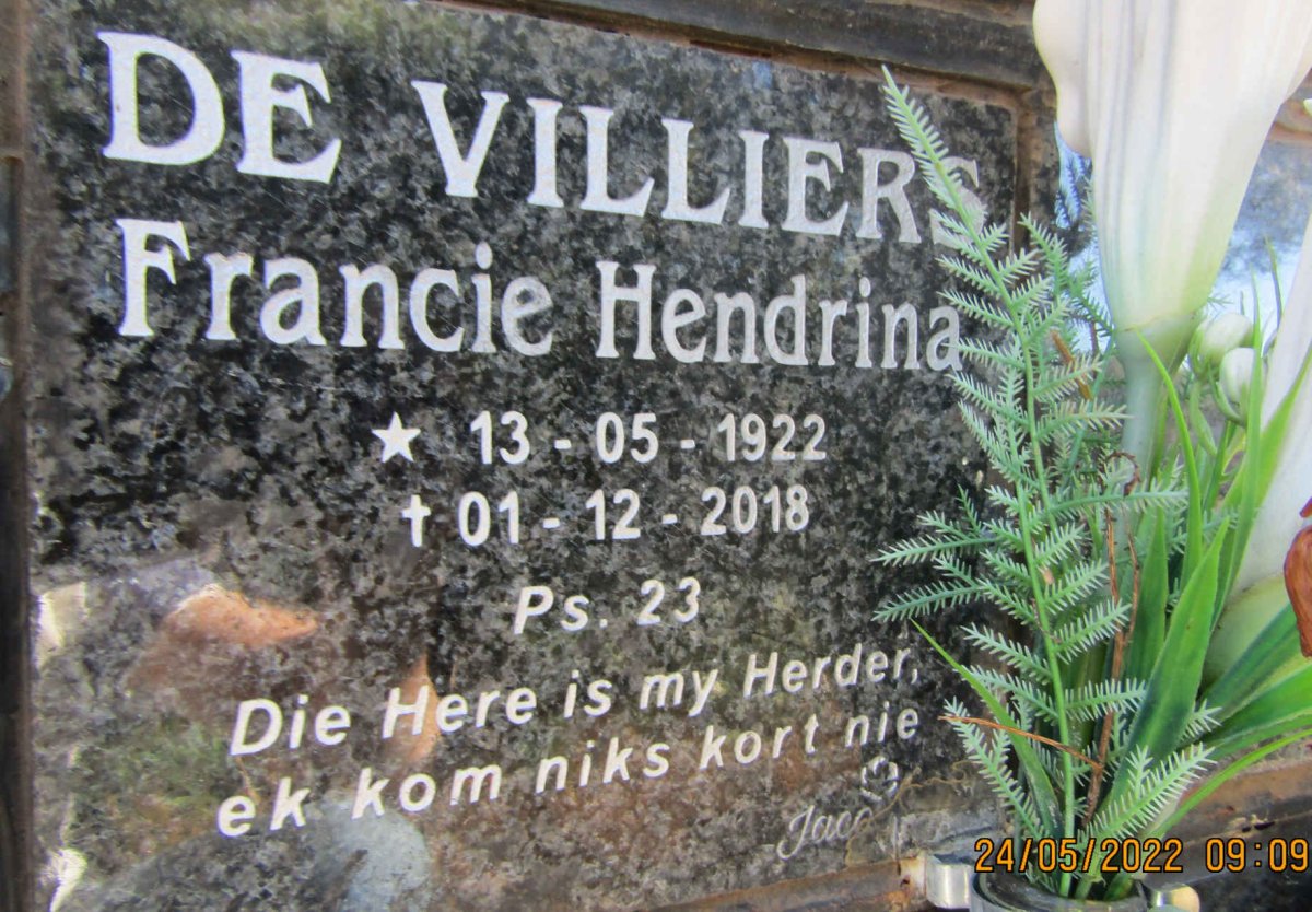 VILLIERS Francie Hendrina, de 1922-2018