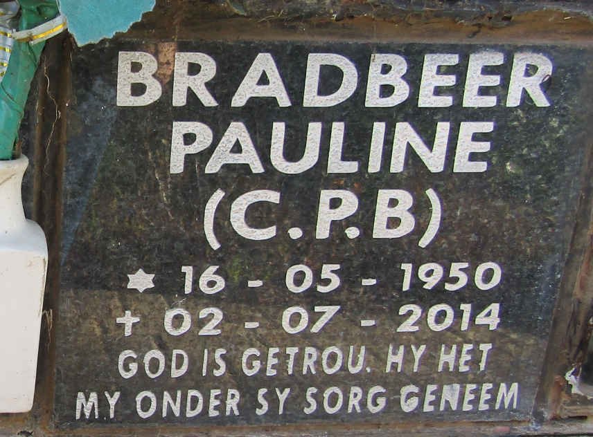 BRADBEER Pauline C.P.B. 1950-2014