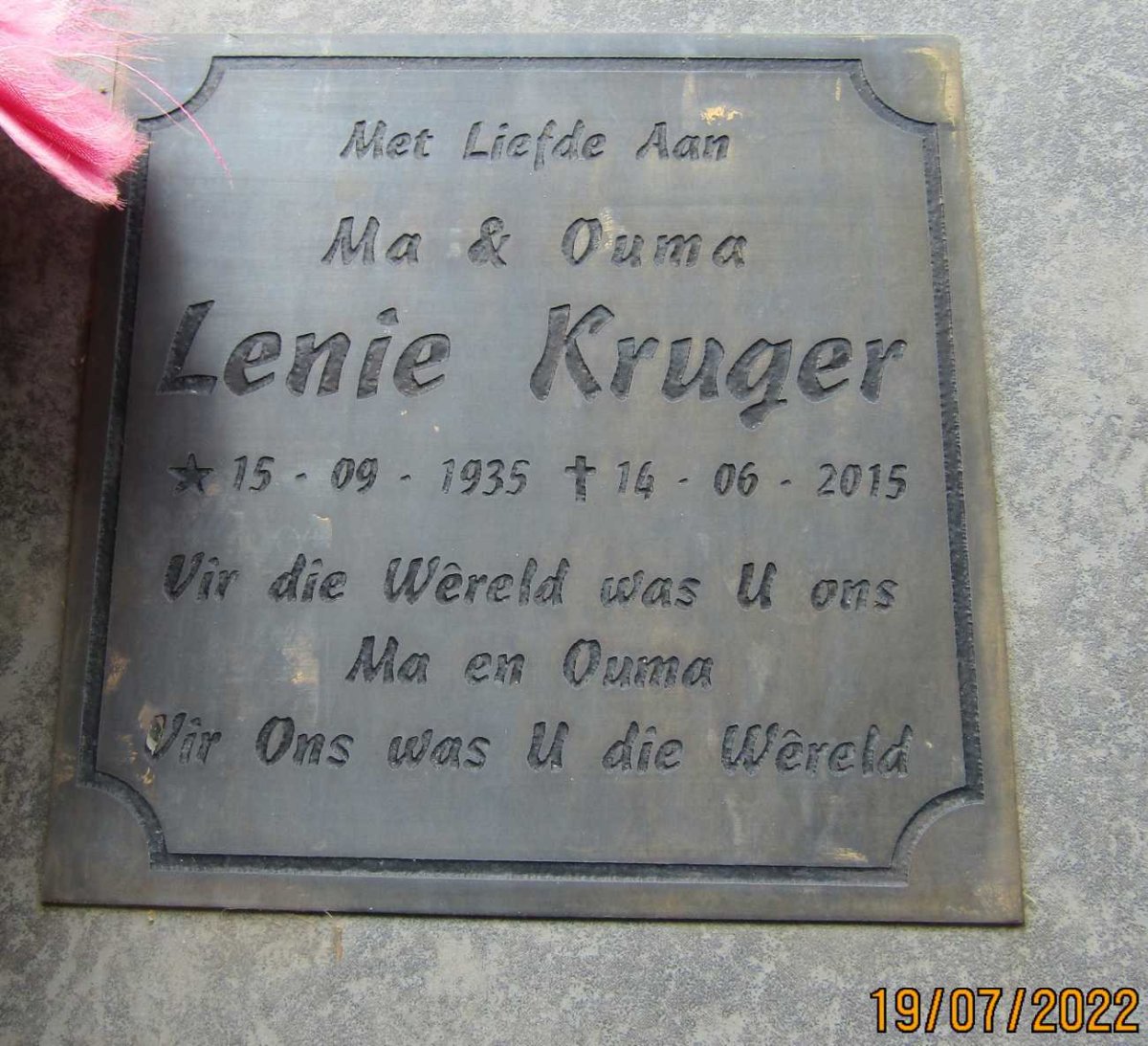 KRUGER Lenie 1935-2015