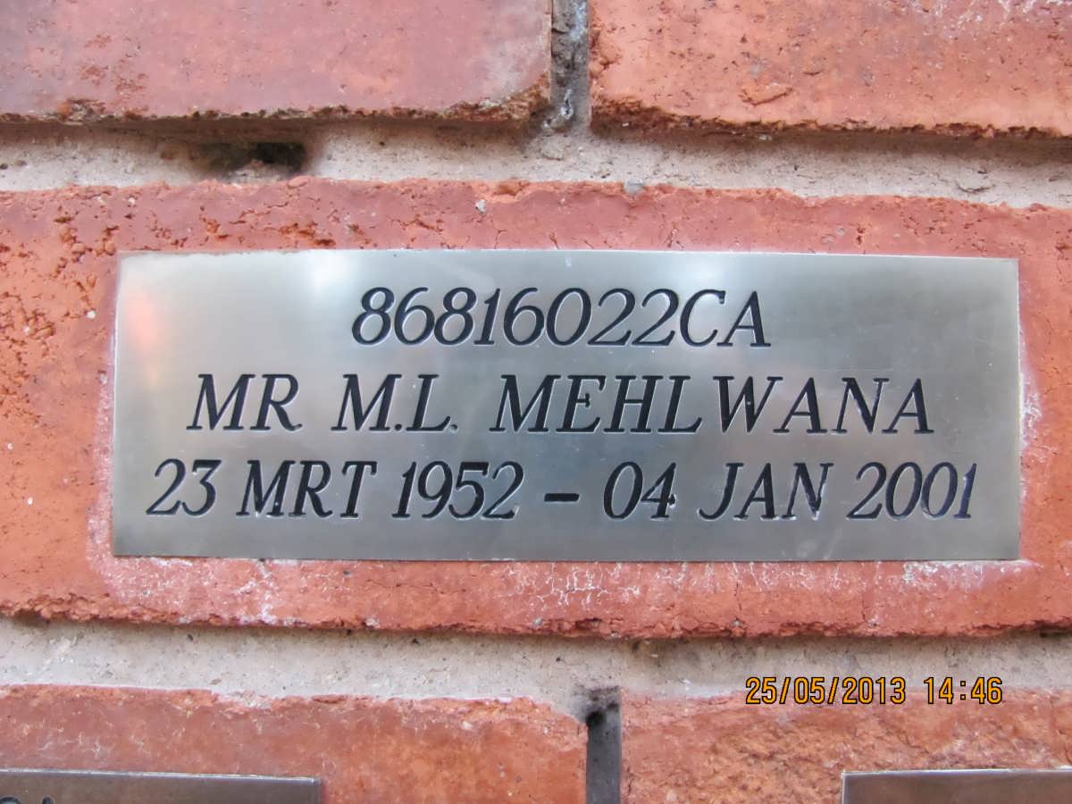 MEHLWANA M.L. 1952-2001
