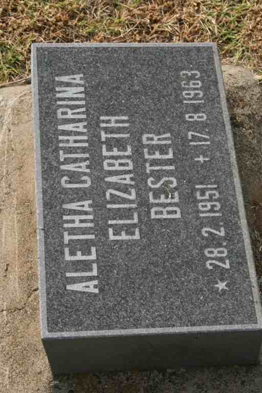 BESTER Aletha Catharina Elizabeth 1951-1968