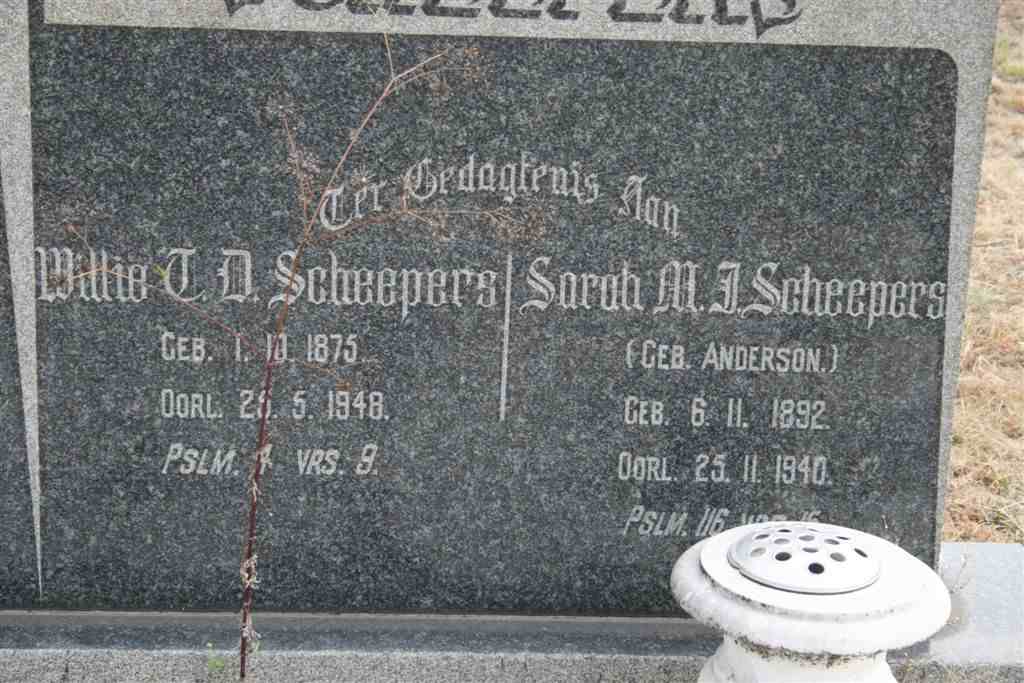 SCHEEPERS C.D. 1875-1948 &amp; Sarah M.J. ANDERSON 1892-1940