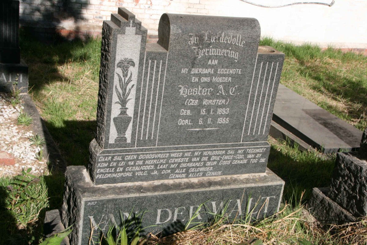 WALT Hester A.C., van der nee VORSTER 1893-1955