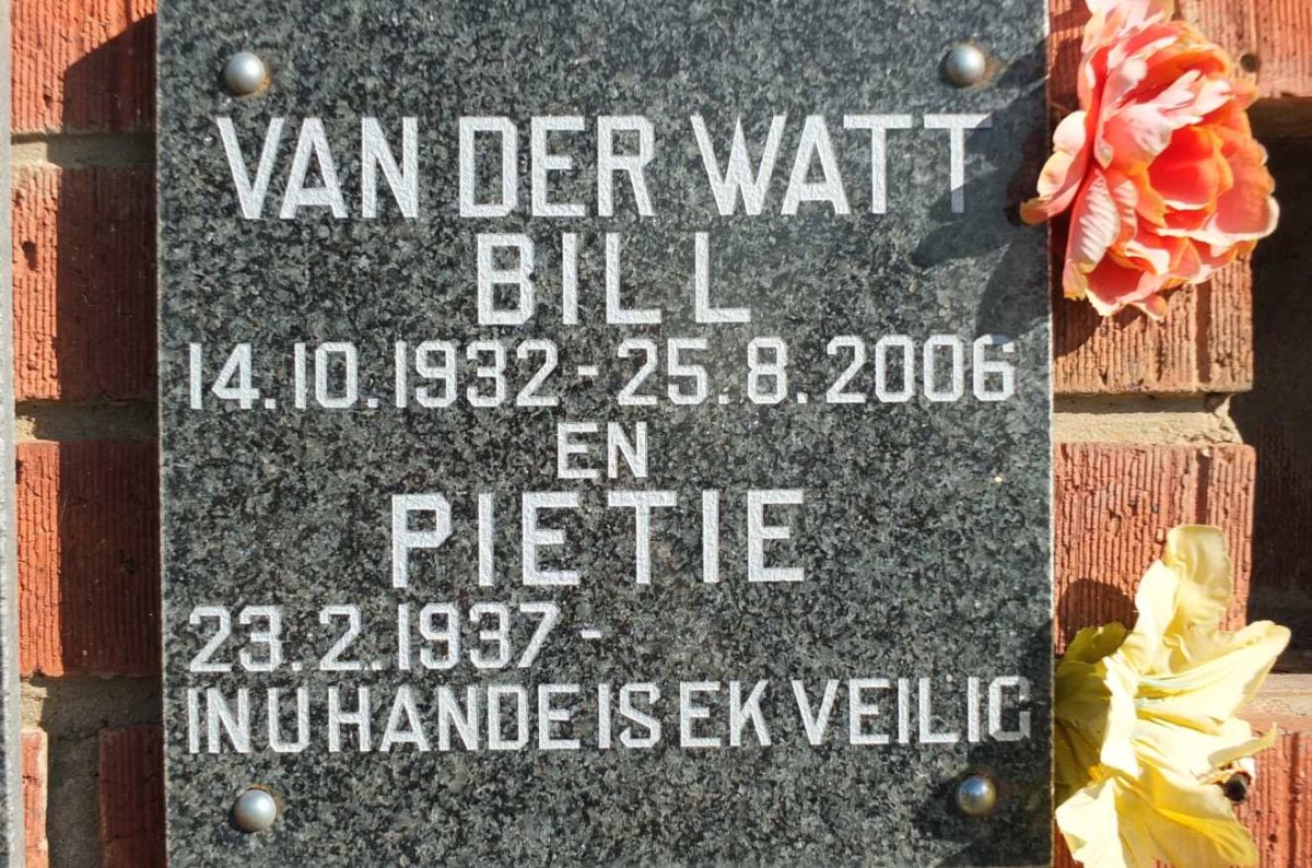 WATT Bill, van der 1932-2006 &amp; Pietie 9137-
