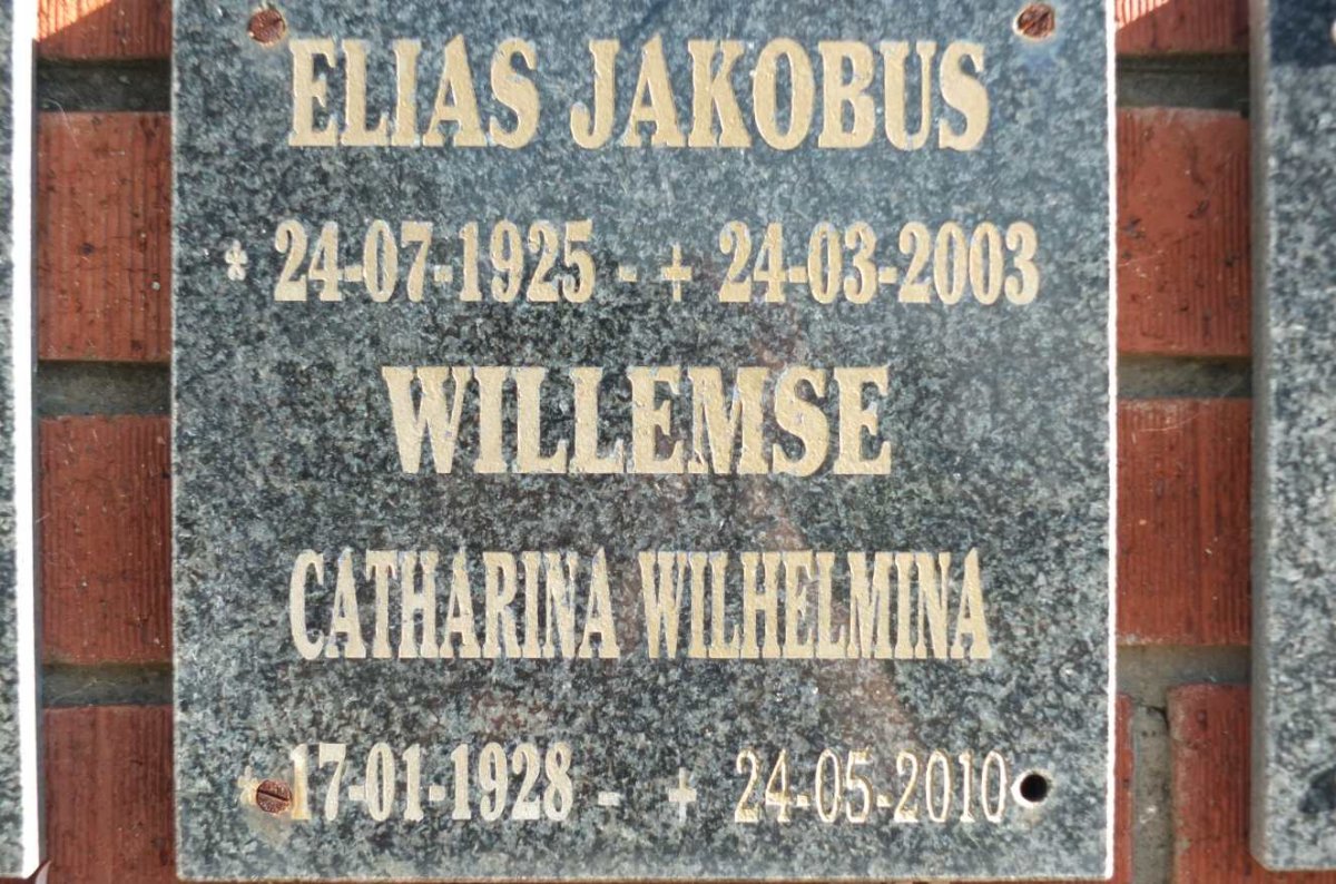 WILLEMSE Elias Jakobus 1925-2003 &amp; Catharina Wilhelmina 1928-2010