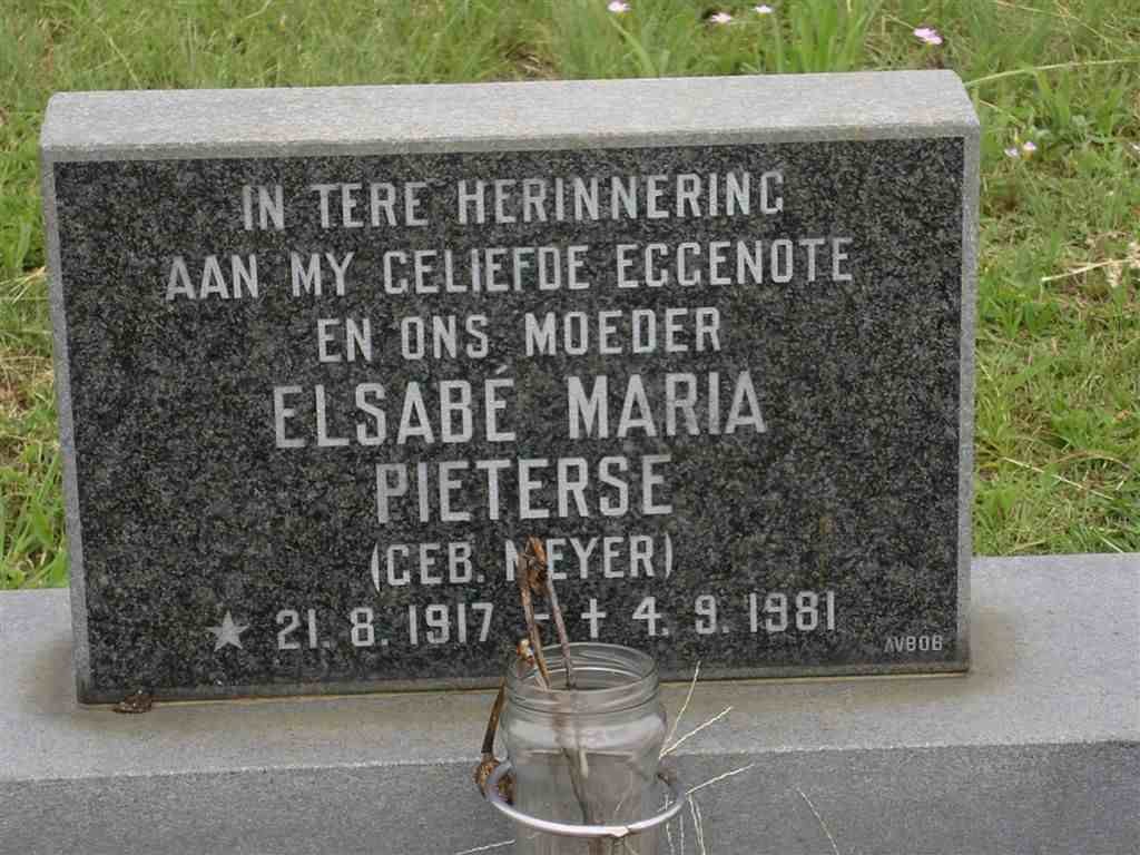 PIETERSE Elsabé Maria neé MEYER 1917-1981