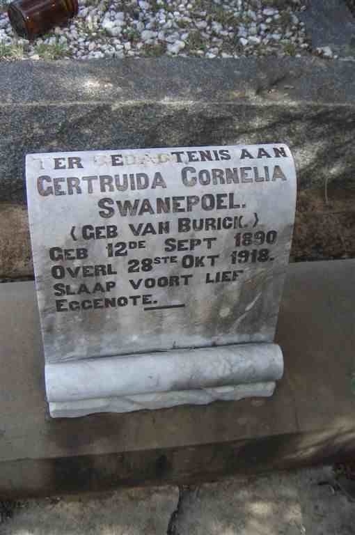 SWANEPOEL Gertruida Cornelia nee VAN BURICK 1890-1918