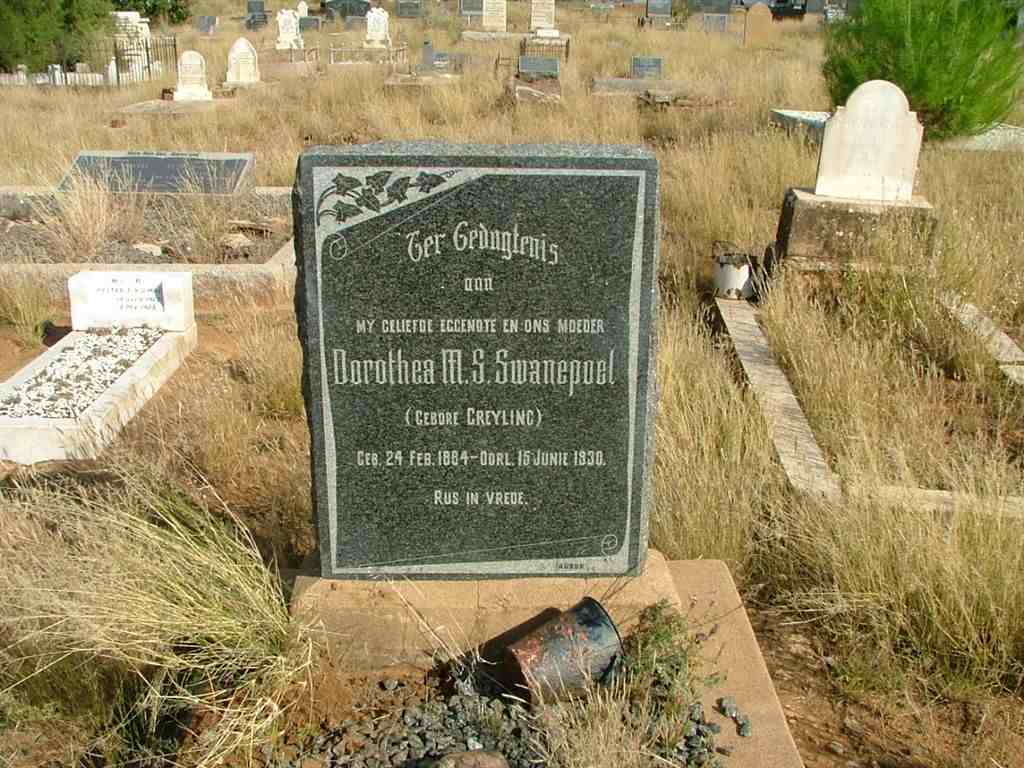 SWANEPOEL Dorothea M.S. nee GREYLING 1884-1930