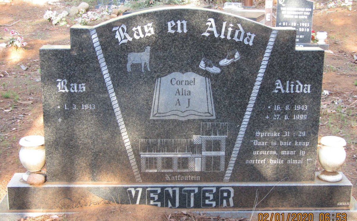 VENTER Ras 1943- &amp; Alida 1943-1999