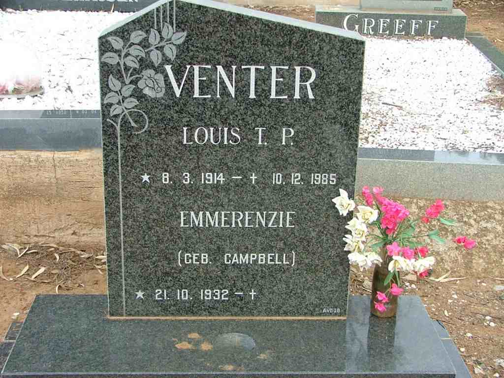 VENTER Louis T.P. 1914-1985 &amp; Emmerenzie CAMPBELL 1932-
