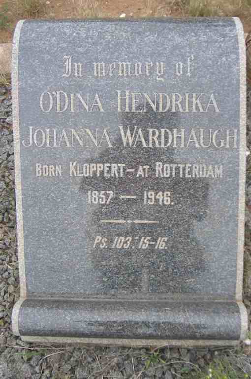 WARDHAUGH O'Dina Hendrika Johanna nee KLOPPERT 1857-1946