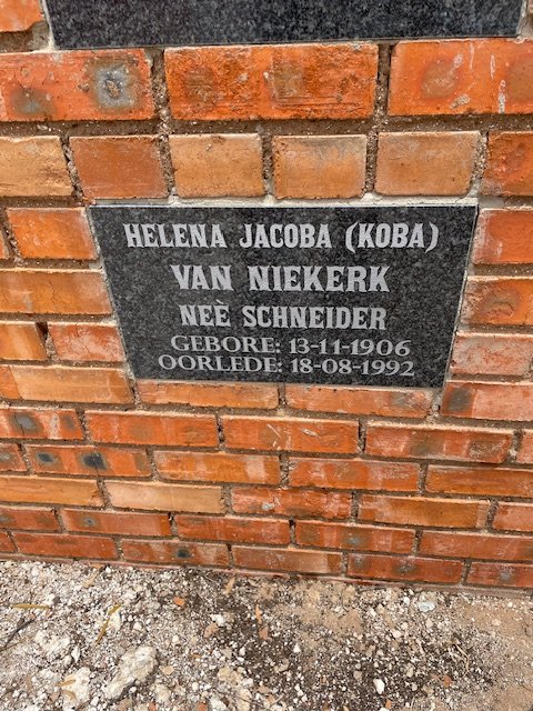 NIEKERK Helena Jacoba, van nee SCHNEIDER 1906-1992