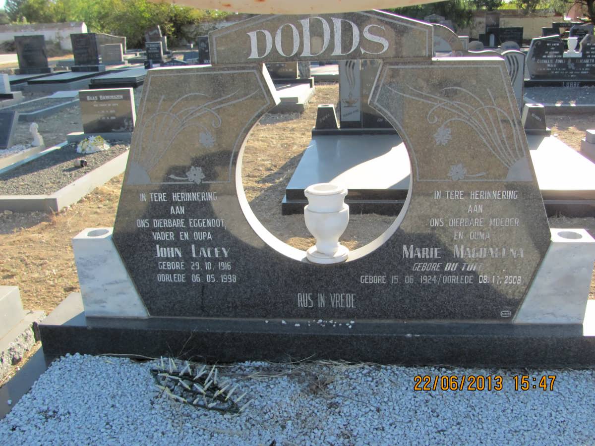 DODD John Lacey 1916-1998 &amp; Marie Magdalena DU TOIT 1924-2008