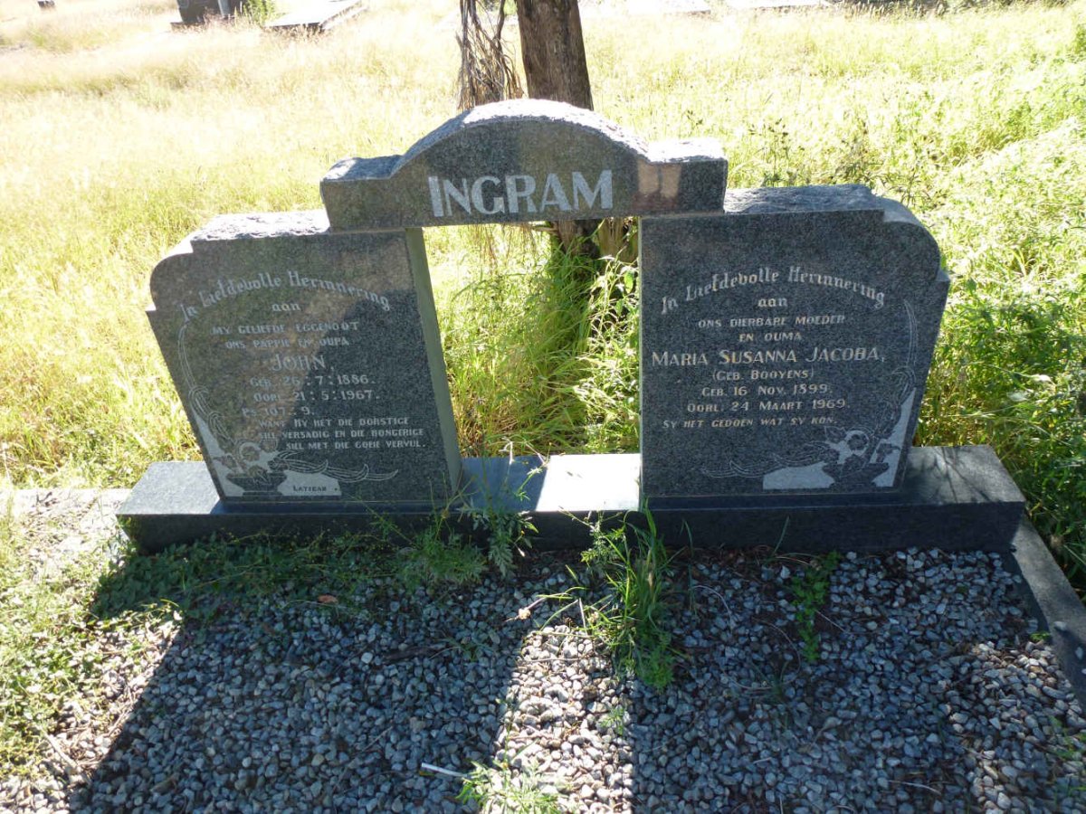 INGRAM John 1886-1967 &amp; Maria Susanna Jacoba BOOYENS 1899-1969