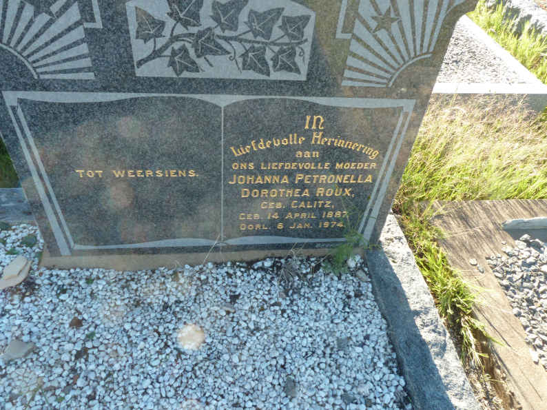 ROUX Johanna Petronella Dorothea nee CALITZ 1887-1974