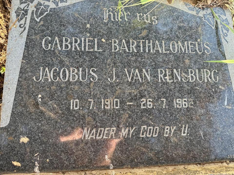 RENSBURG Gabriel Barthalomeus Jacobus, J. van 1910-1962