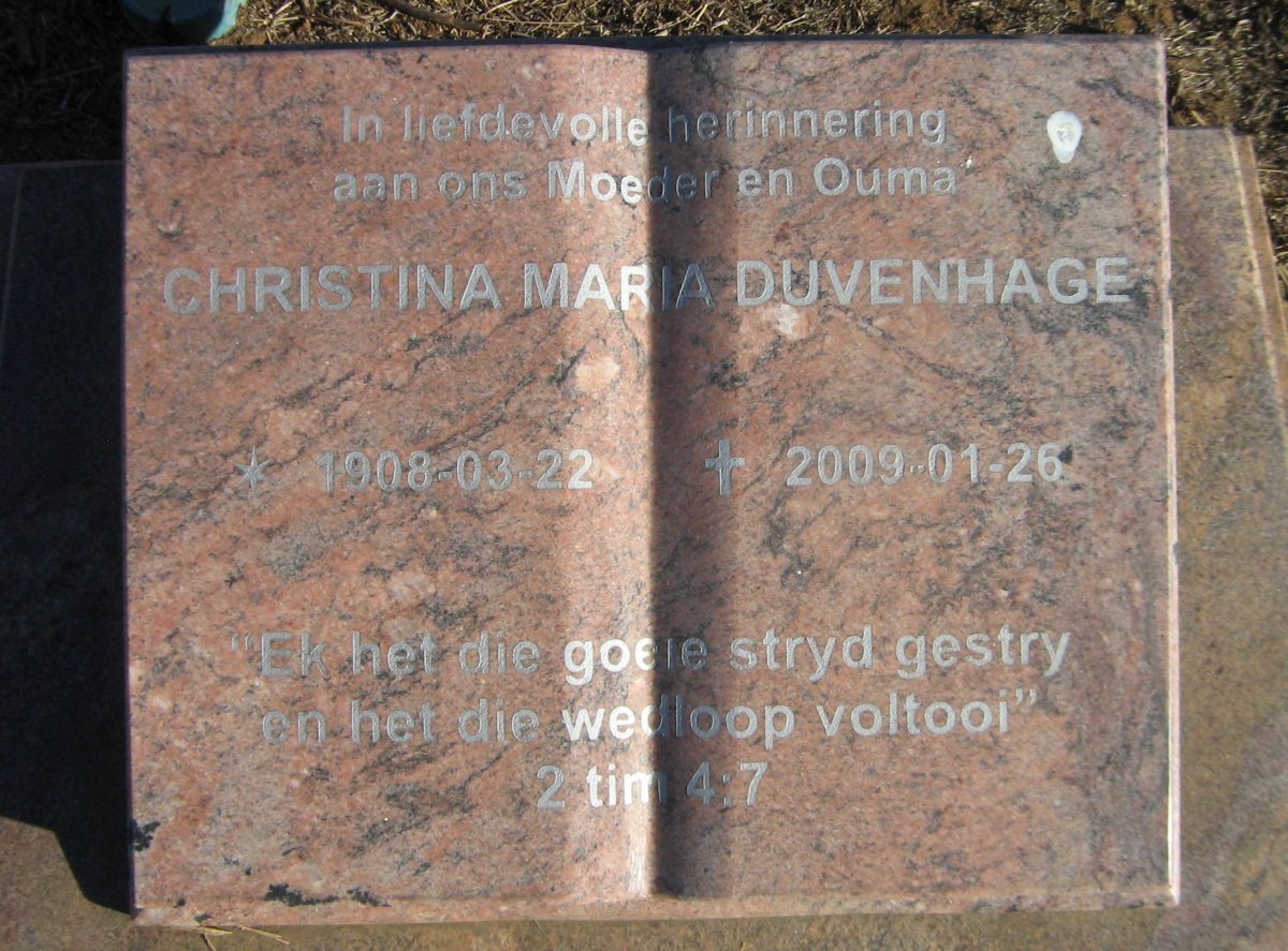 DUVENHAGE Christina Maria 1908-2009