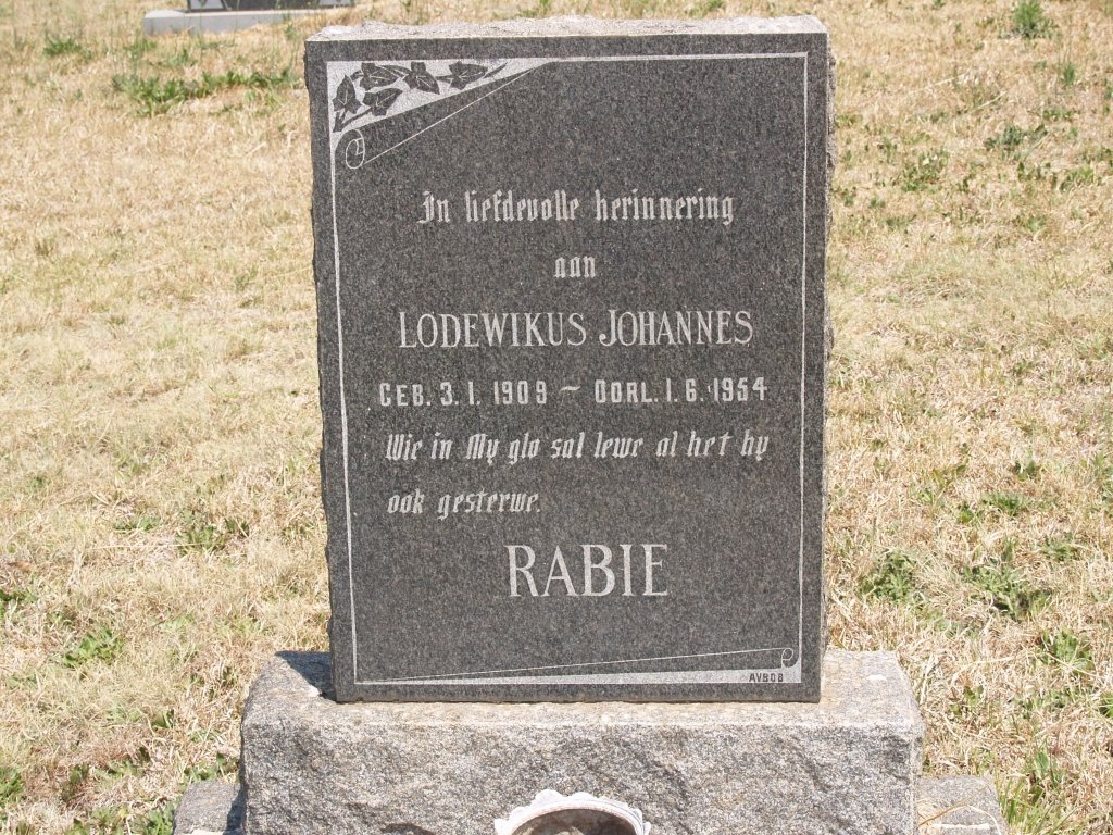 RABIE Lodewikus Johannes 1909-1954