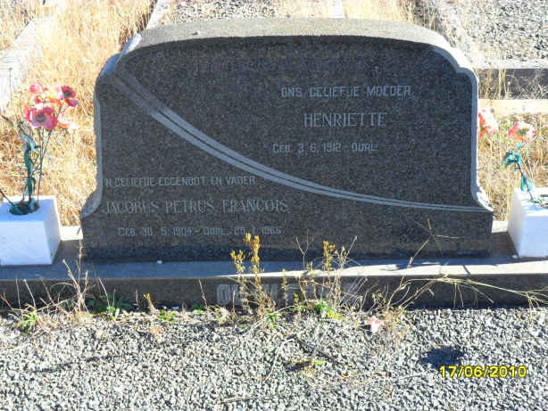 PLESSIS Jacobus Petrus Francois, du 1905-1966 &amp; Henriette 1912-