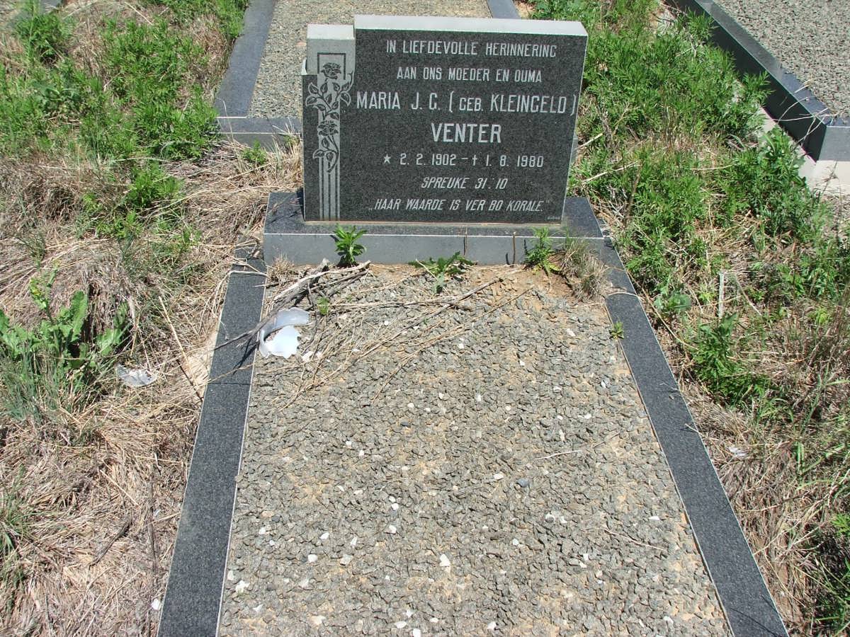 VENTER Maria J.G. nee KLEINGELD 1902-1980