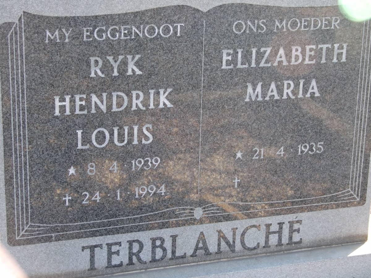 TERBLANCHE Ryk Hendrik Louis 1939-1994 &amp; Elizabeth Maria 1935-