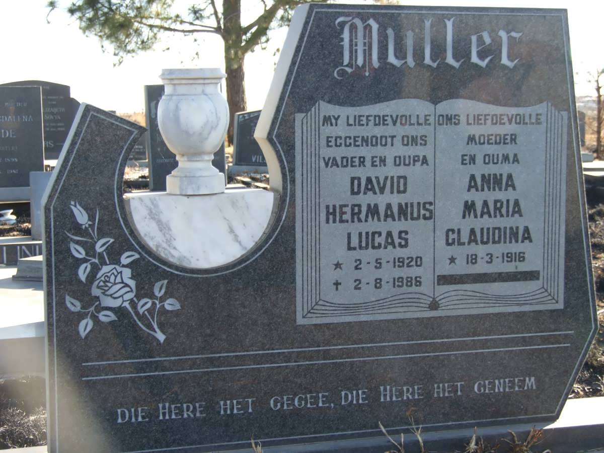 MULLER David Hermanus Lucas 1920-1986 &amp; Anna Maria Glaudina 1916-
