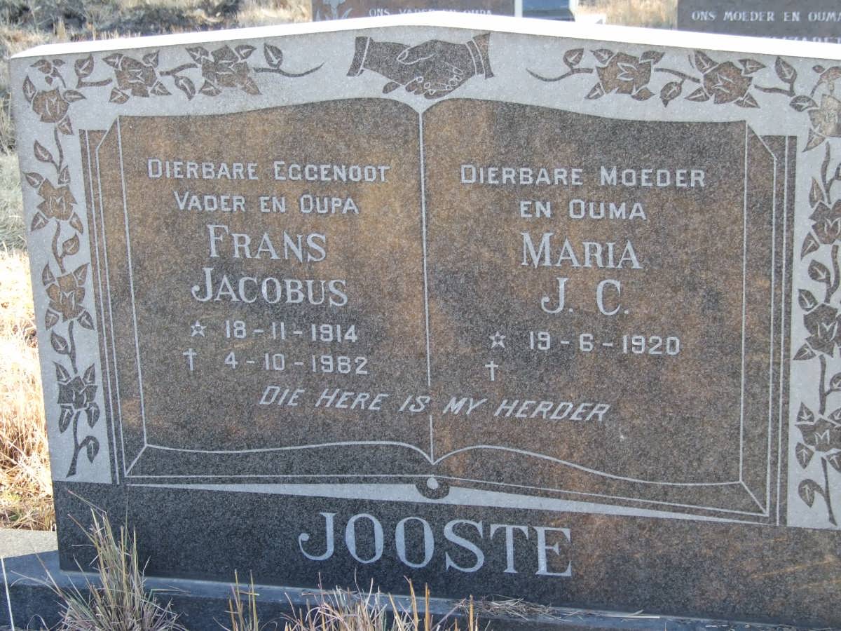 JOOSTE Frans Jacobus 1914-1982 &amp; Maria J.C. 1920-