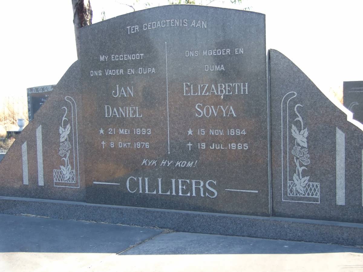 CILLIERS Jan Daniel 1893-1976 &amp; Elizabeth Sovya 1894-1985