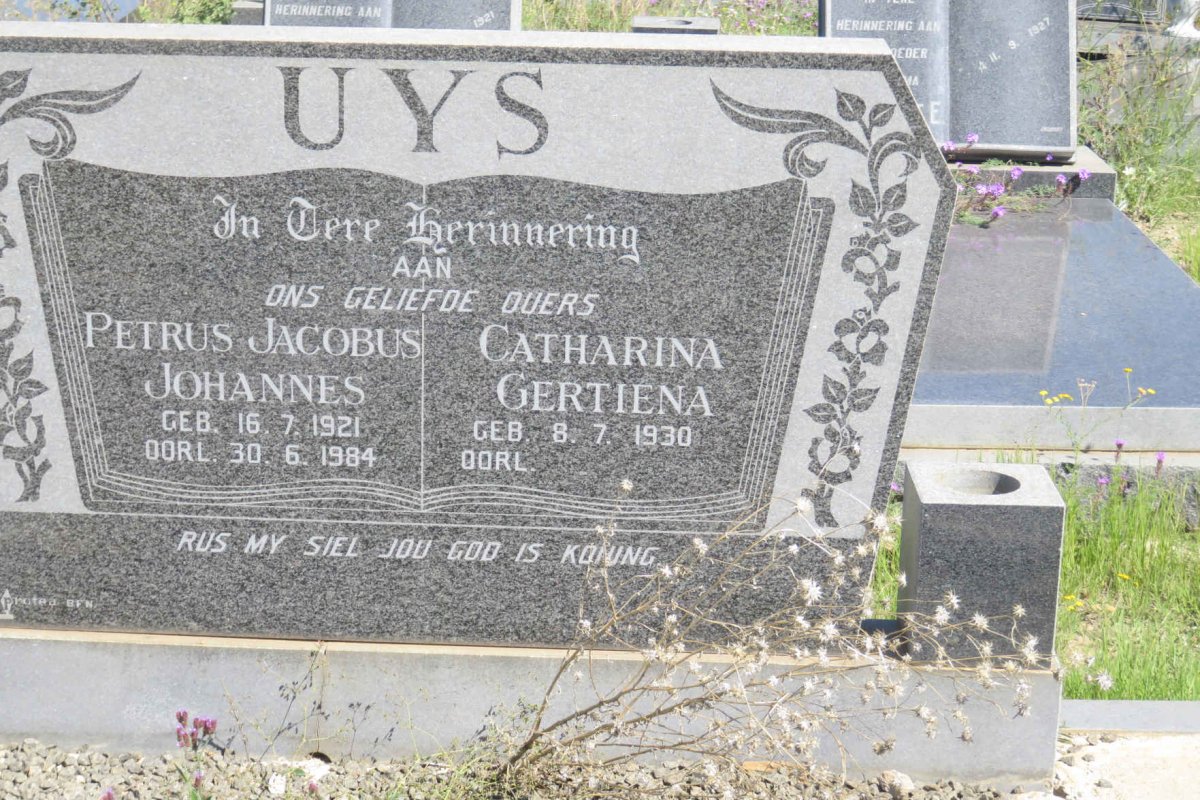 UYS Petrus Jacobus Johannes 1921-1984 &amp; Catharina Gertiena 1930-