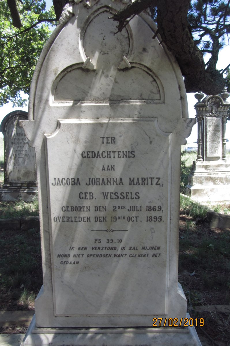 MARITZ Jacoba Johanna nee WESSELS 1869-1895