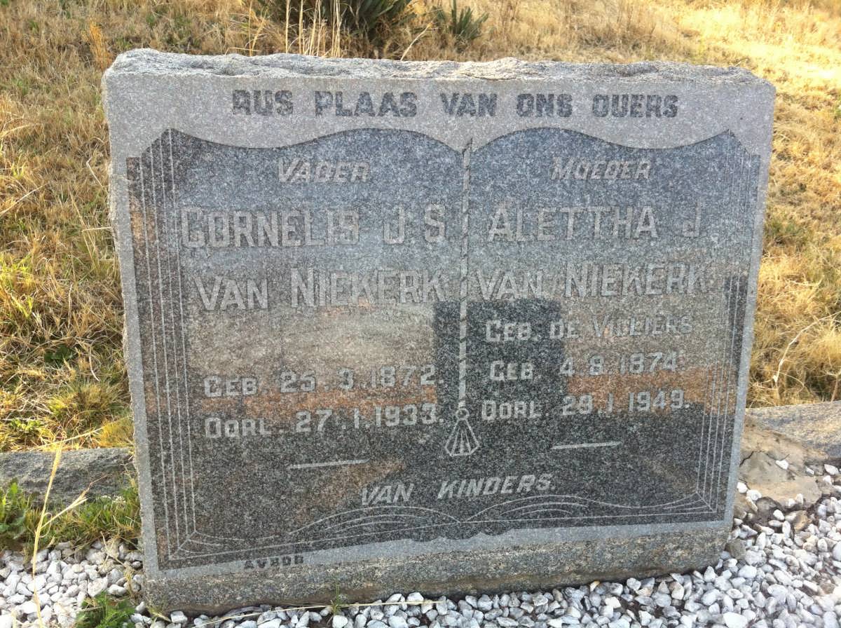 NIEKERK Cornelis J.S., van 1872-1933 &amp; Alettha J. DE VILLIERS 1874-1949