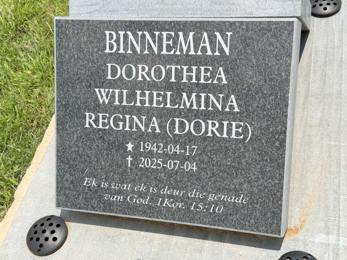 BINNEMAN Dorothea Wilhelmina Regina 1942-2025