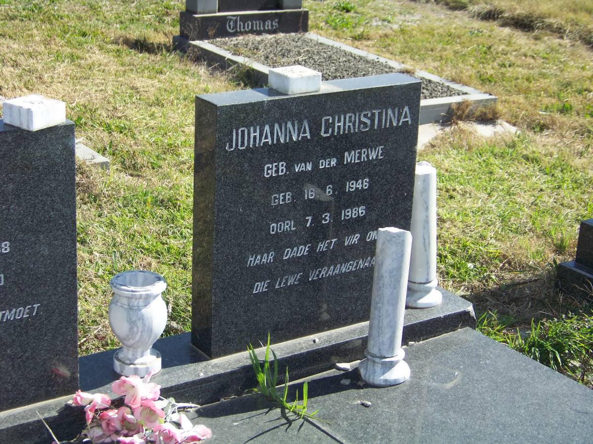 ? Johanna Christina nee VAN DER MERWE 1946-1986