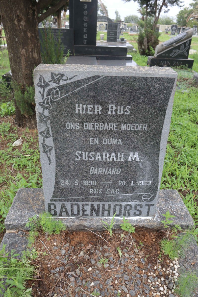 BADENHORST Susara M. nee BARNARD 1890-1963