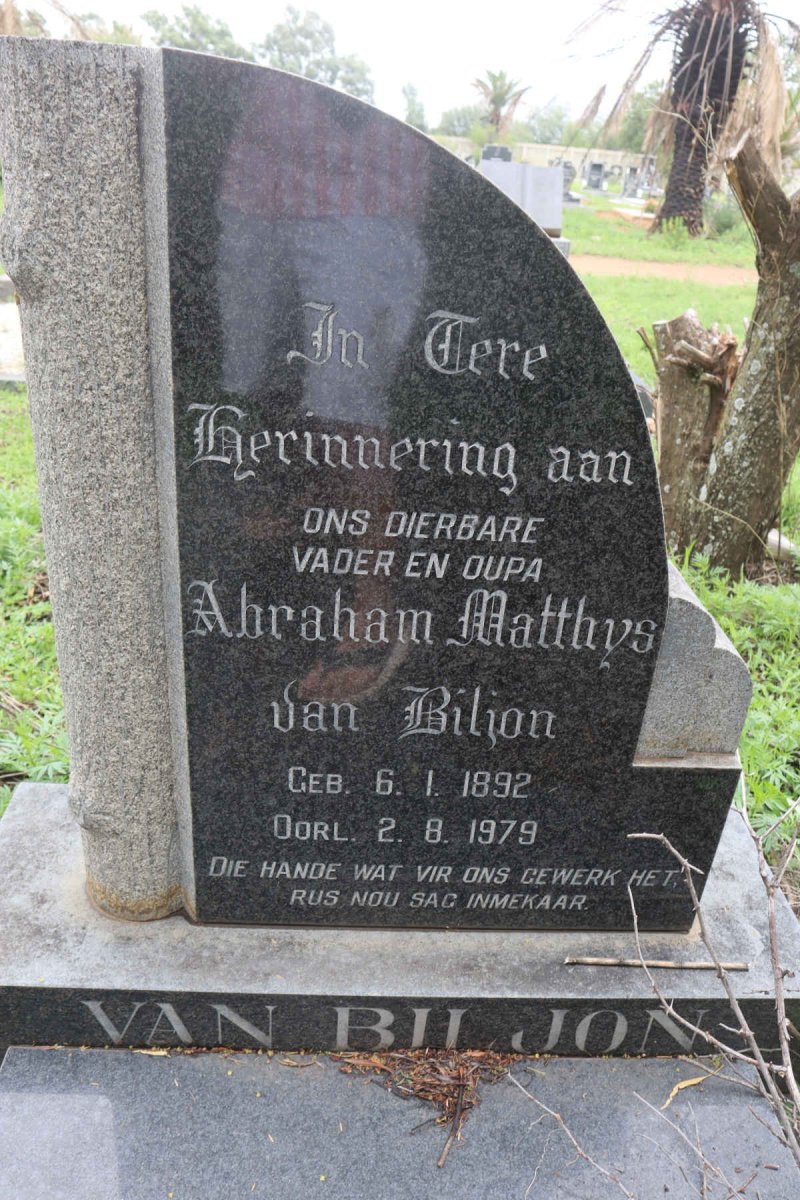BILJON Abraham Matthys, van 1892-1979