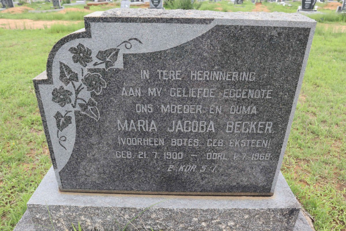 BECKER Maria Jacoba voorheen BOTES nee EKSTEEN 1900-1968