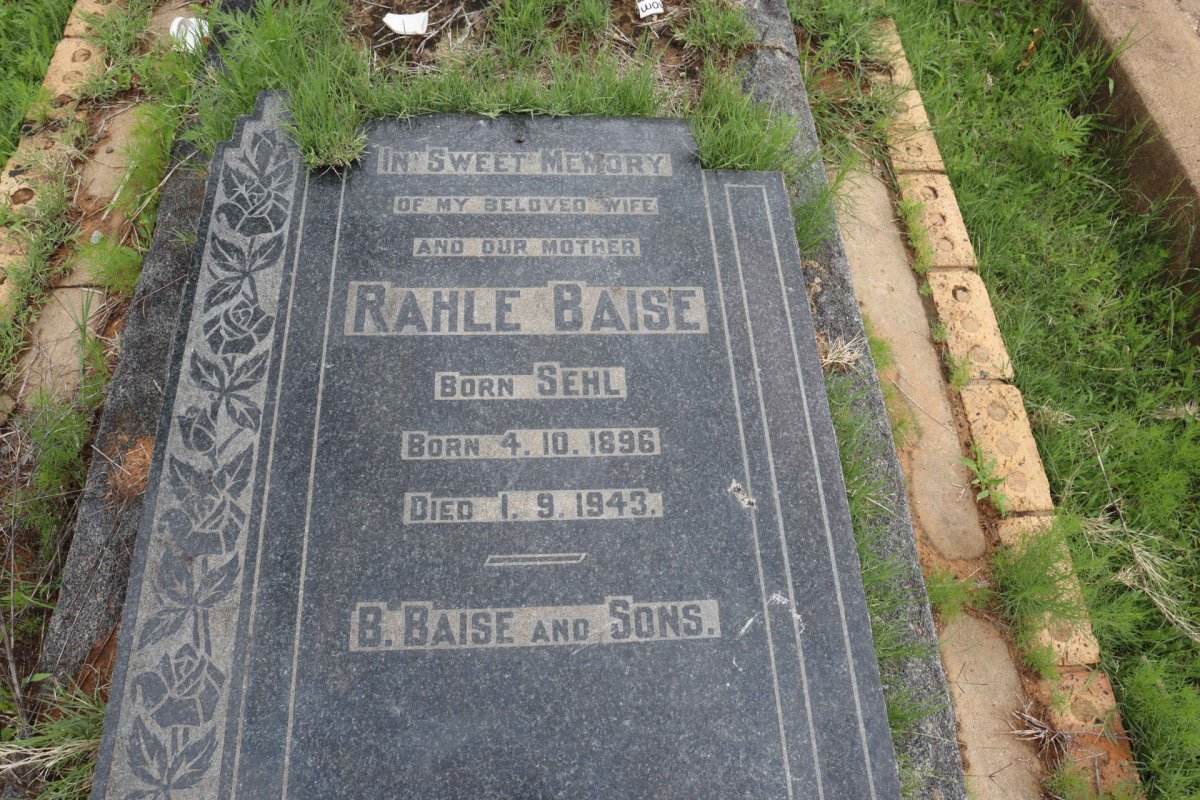 BAISE Rahle nee SEHL 1896-1943