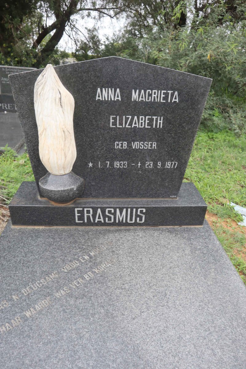 ERASMUS Anna Magrieta nee VOSSER 1933-1977