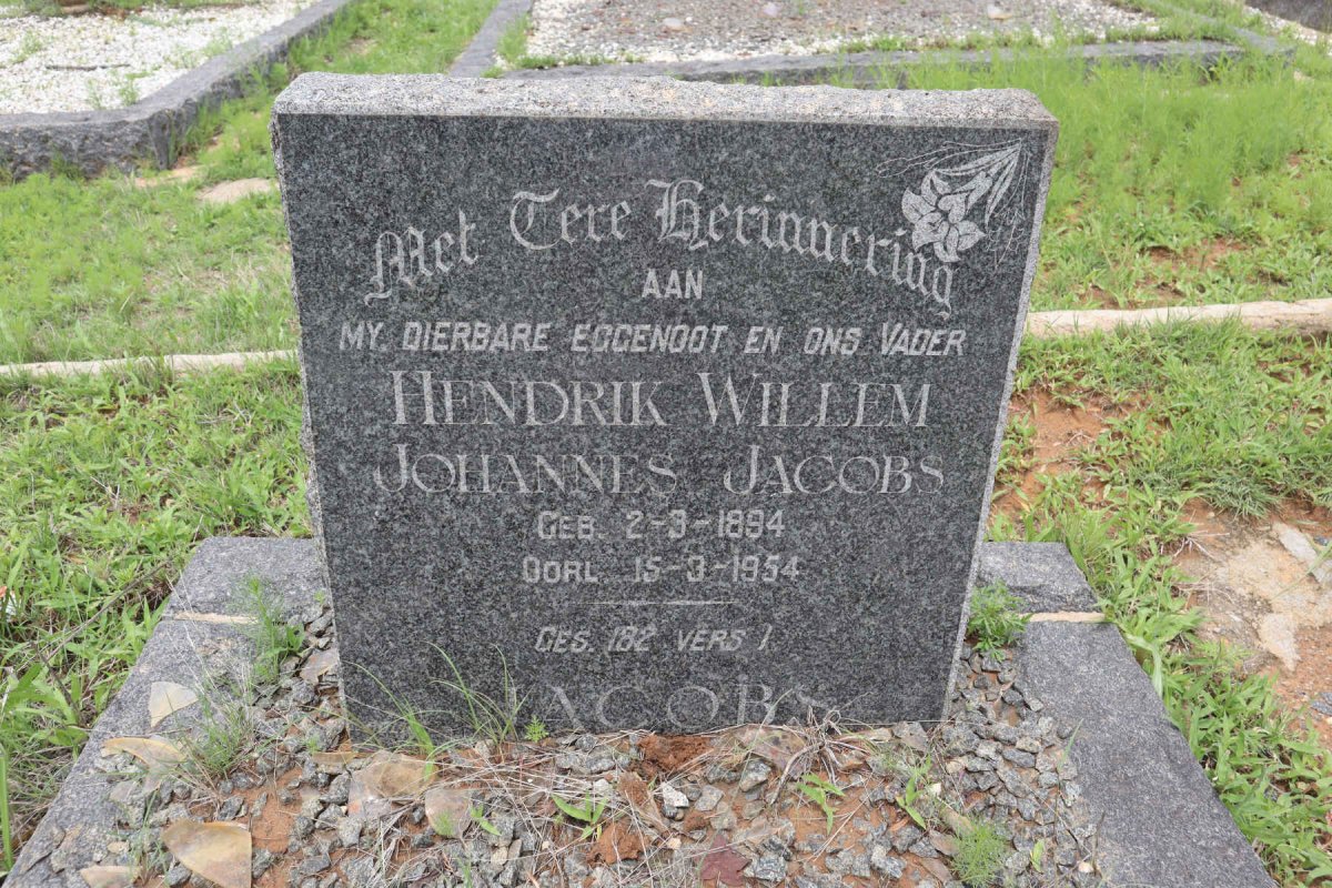 JACOBS Hendrik Willem Johannes 1894-1954