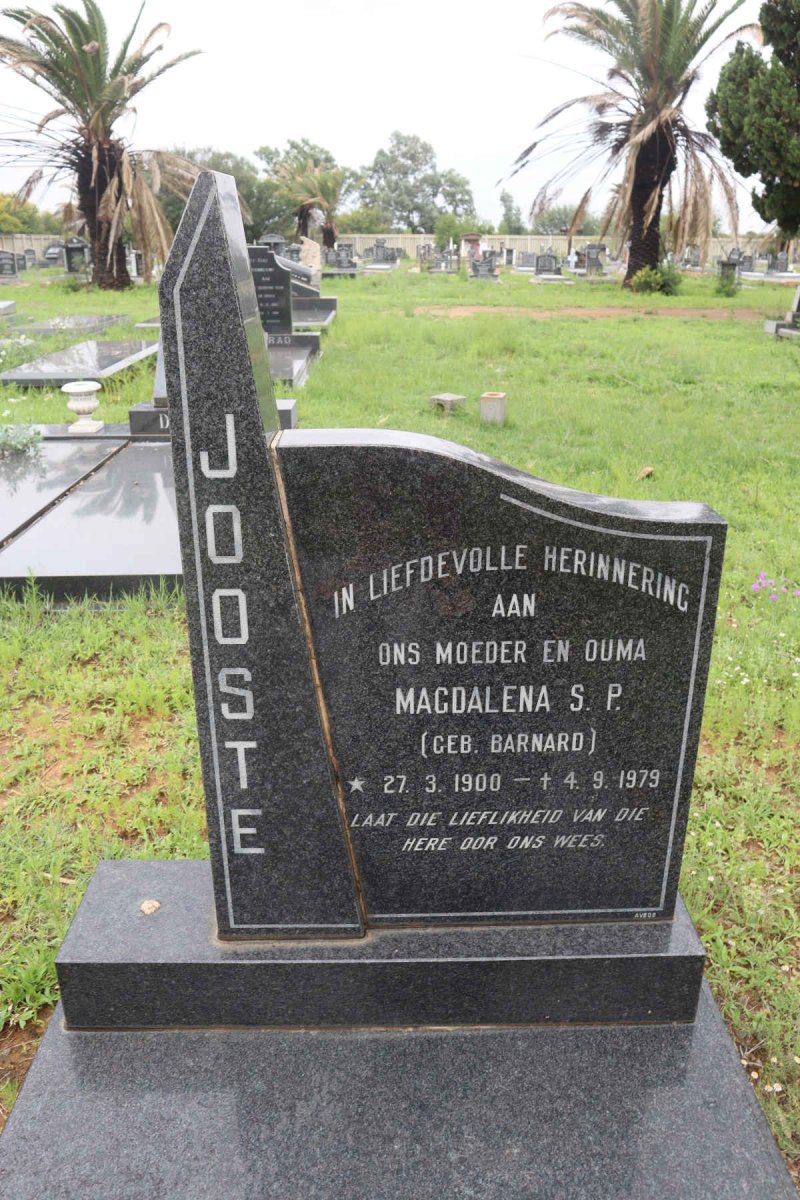 JOOSTE Magdalena S.P. nee BARNARD 1900-1979