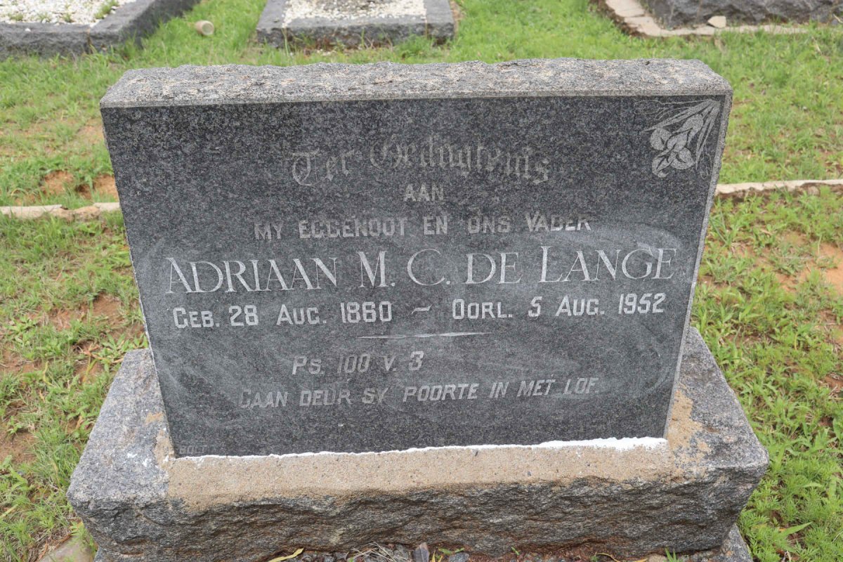 LANGE Adriaan M.C., de 1860-1952