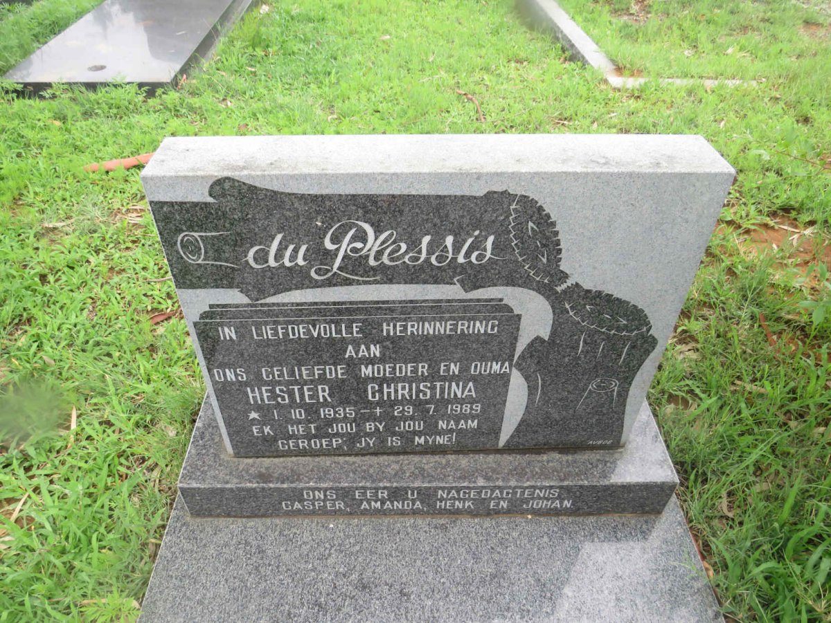 PLESSIS Hester Christina, du 1935-1989