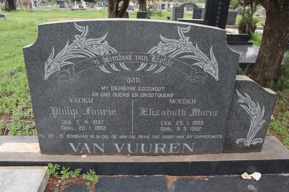 VUUREN Philip Fourie, van 1897-1963 &amp; Elizabeth Maria 1909-1982