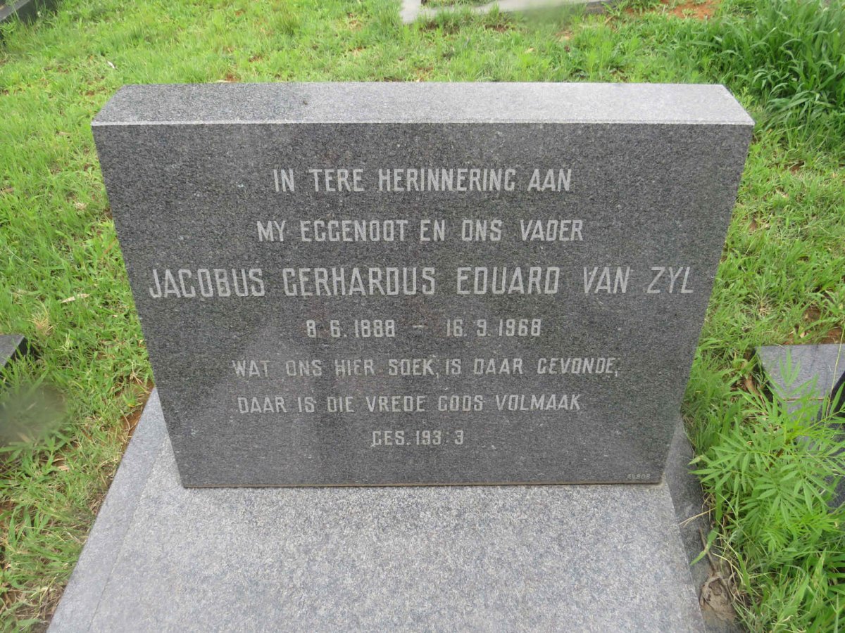 ZYL Jacobus Gerhardus Eduard, van 1888-1968