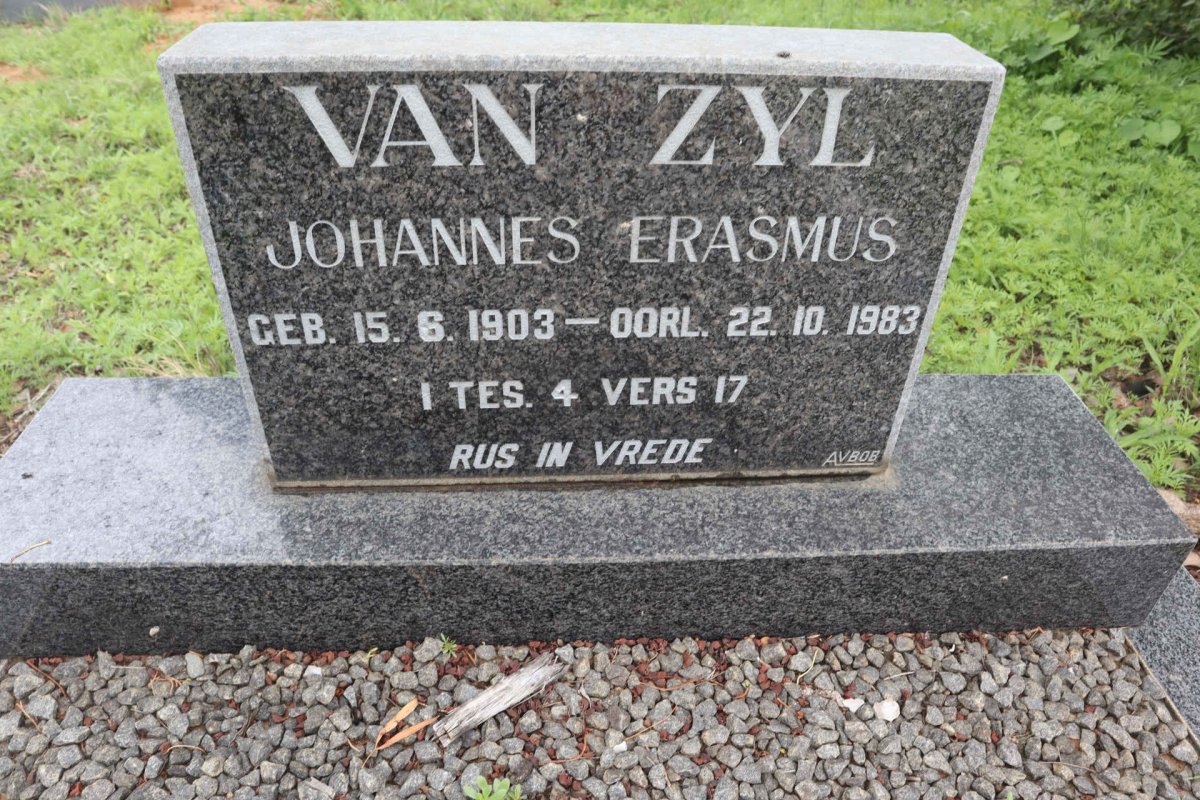 ZYL Johannes Erasmus, van 1903-1983