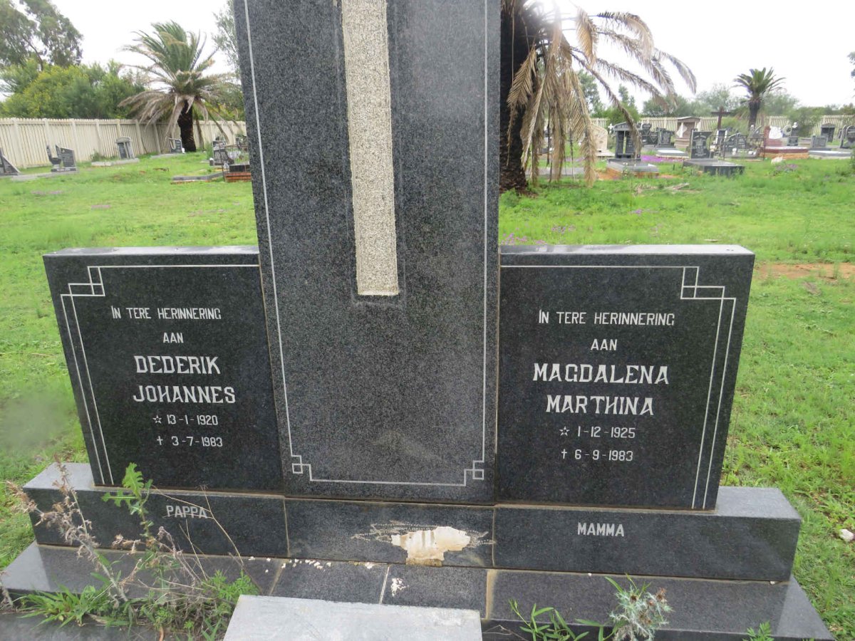 ? Dederik Johannes 1920-1983 &amp; Magdalena Martina 1925-1983
