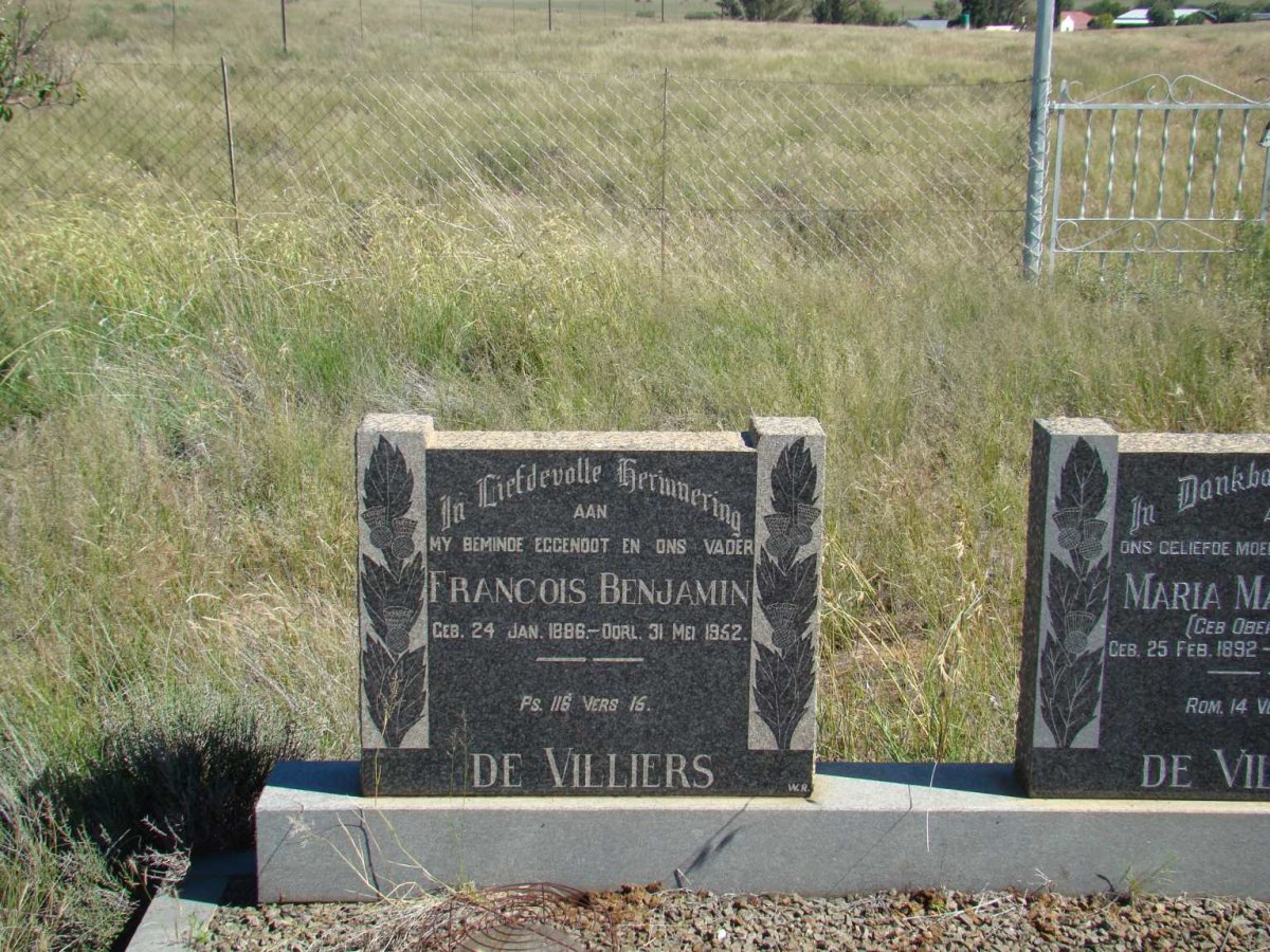 VILLIERS Francois Benjamin, de 1886-1952 &amp; Maria Magdalena OBERHOLZER 1892-1986