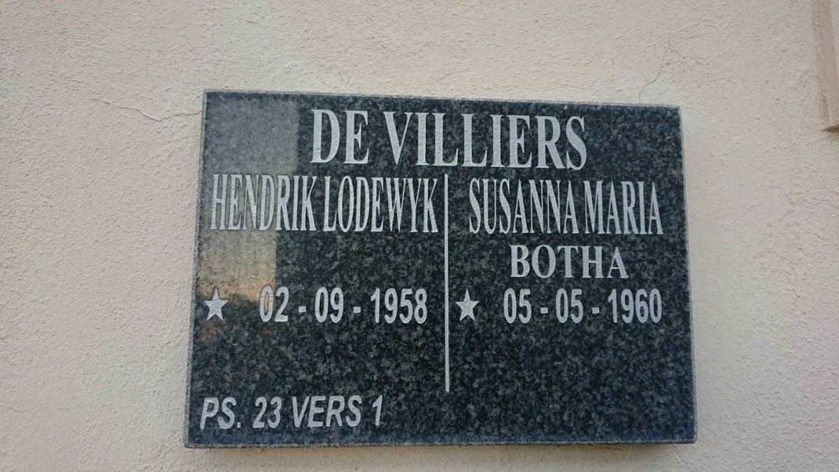 VILLIERS Hendrik Lodewyk, de 1958- & Susanna Maria BOTHA 1960-